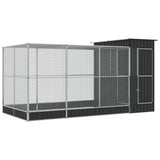 Aviary with Extension Silver 416x203x216 cm Steel - Front View