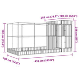 Aviary with Extension Silver 416x203x216 cm Steel - Low Angle