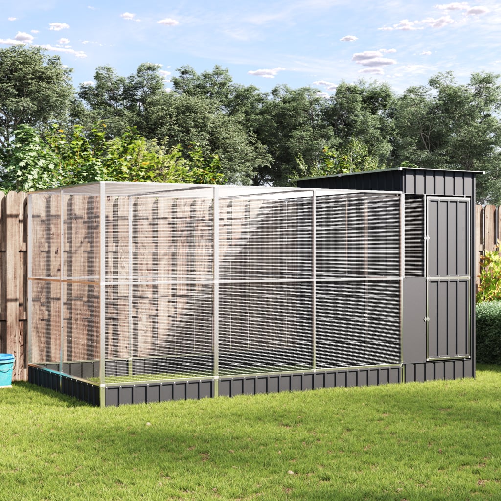 Aviary with Extension Silver 416x203x216 cm Steel