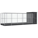 Aviary with Extension Silver 623x203x216 cm Steel - Front View