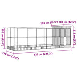 Aviary with Extension Silver 623x203x216 cm Steel