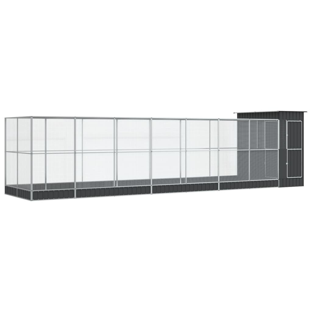 Aviary with Extension Silver 830x203x216 cm Steel