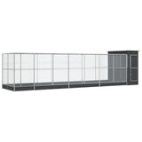 Aviary with Extension Silver 830x203x216 cm Steel - Front View
