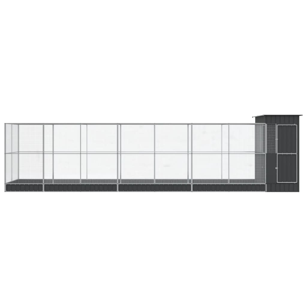 Aviary with Extension Silver 830x203x216 cm Steel