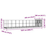 Aviary with Extension Silver 1037x203x216 cm Steel