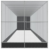 Aviary with Extension Silver 1244x203x216 cm Steel - Top-Down View