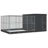 Aviary with Extension Silver 497x303x216 cm Steel - Front View