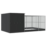 Aviary with Extension Silver 497x303x216 cm Steel - 45-Degree Angle