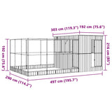 Aviary with Extension Silver 497x303x216 cm Steel - Low Angle
