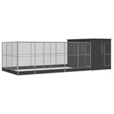 Aviary with Extension Silver 704x303x216 cm Steel - Front View