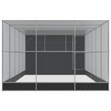 Aviary with Extension Silver 704x303x216 cm Steel - Top-Down View