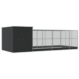 Aviary with Extension Silver 704x303x216 cm Steel - 45-Degree Angle