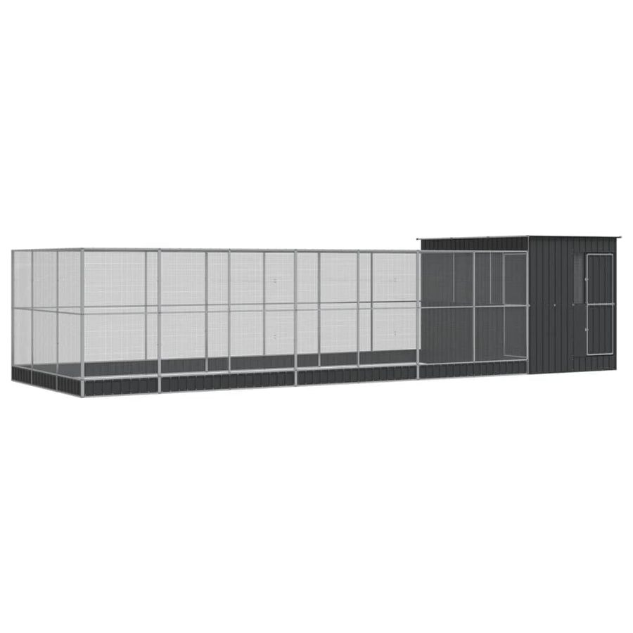 Aviary with Extension Silver 911x303x216 cm Steel