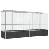 Aviary with Extension Silver 418.5x107x212 cm Steel - Front View