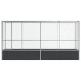 Aviary with Extension Silver 418.5x107x212 cm Steel - Side View
