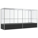 Aviary with Extension Silver 418.5x107x212 cm Steel - 45-Degree Angle