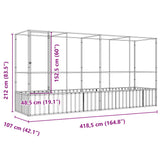 Aviary with Extension Silver 418.5x107x212 cm Steel - Low Angle
