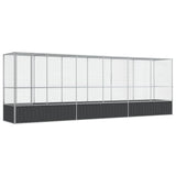 Aviary with Extension Silver 626.5x107x212 cm Steel - Front View