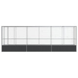 Aviary with Extension Silver 626.5x107x212 cm Steel - Side View