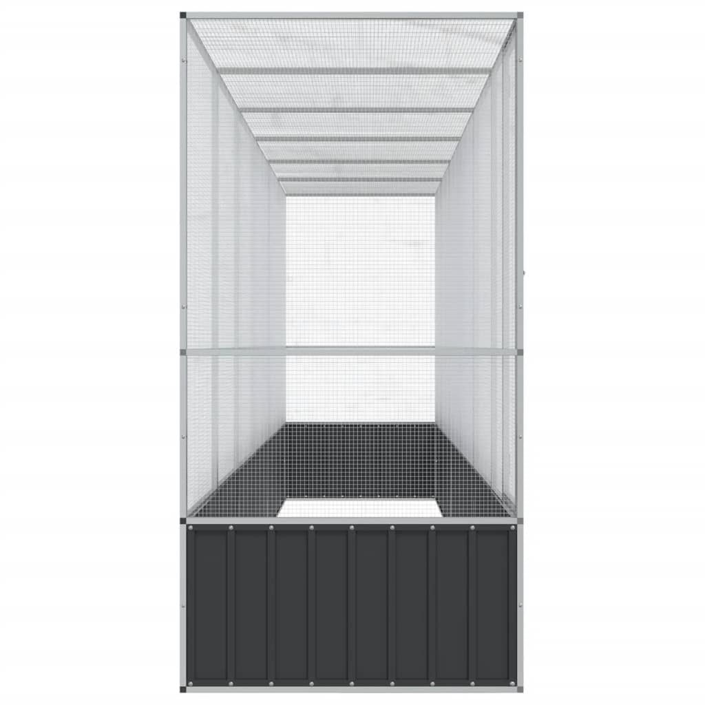Aviary with Extension Silver 626.5x107x212 cm Steel