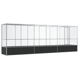 Aviary with Extension Silver 626.5x107x212 cm Steel - 45-Degree Angle