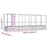 Aviary with Extension Silver 626.5x107x212 cm Steel