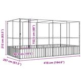 Aviary with Extension Silver 418x207x212 cm Steel