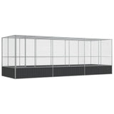 Aviary with Extension Silver 625x207x212 cm Steel - Front View