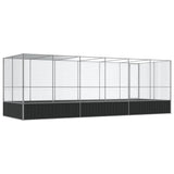 Aviary with Extension Silver 625x207x212 cm Steel - 45-Degree Angle