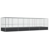 Aviary with Extension Silver 832x207x212 cm Steel - Front View