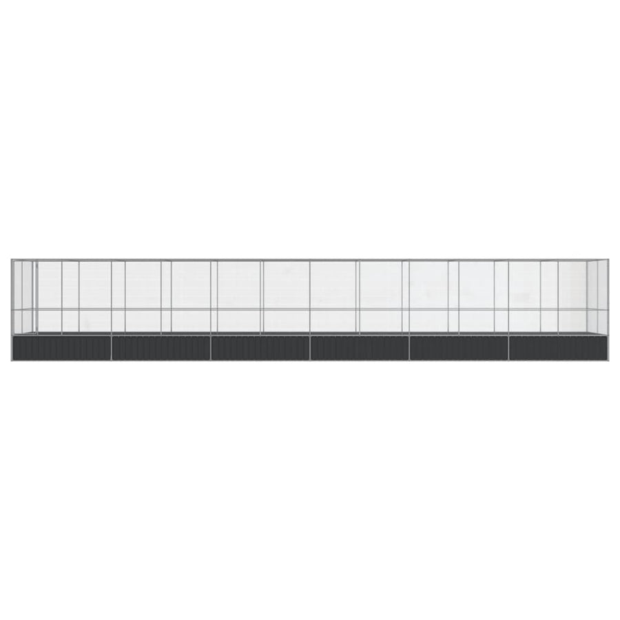 Aviary with Extension Silver 1246x207x212 cm Steel
