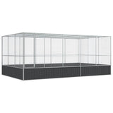 Aviary with Extension Silver 518x307x212 cm Steel - Front View