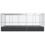 Aviary with Extension Silver 518x307x212 cm Steel - Side View