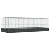 Aviary with Extension Silver 725x307x212 cm Steel
