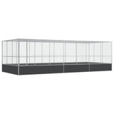 Aviary with Extension Silver 725x307x212 cm Steel - Front View