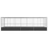 Aviary with Extension Silver 725x307x212 cm Steel - Side View
