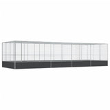 Aviary with Extension Silver 932x307x212 cm Steel - Front View