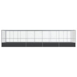 Aviary with Extension Silver 932x307x212 cm Steel - Side View