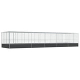 Aviary with Extension Silver 1139x307x212 cm Steel - Front View