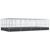 Aviary with Extension Silver 832x414x212 cm Steel - Front View