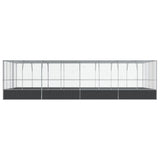 Aviary with Extension Silver 832x414x212 cm Steel - Side View