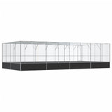 Aviary with Extension Silver 832x414x212 cm Steel - 45-Degree Angle