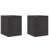Bedside Cabinets 2pcs Black 34.5x39x44 cm Steel - Front View