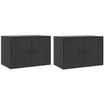 TV Cabinets 2pcs Black 67x39x44 cm Steel