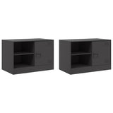 TV Cabinets 2 pcs Black 67x39x44 cm Steel - Front View