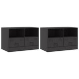TV Cabinets 2 pcs Black 67x39x44 cm Steel - Front View