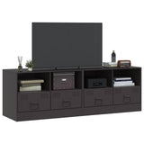 TV Cabinets 2 pcs Black 67x39x44 cm Steel - Side View