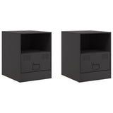 Bedside Cabinets 2pcs Black 34.5x39x44 cm Steel