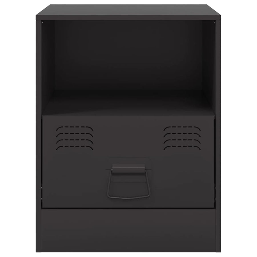 Bedside Cabinets 2pcs Black 34.5x39x44 cm Steel