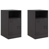 Bedside Cabinets 2 pcs Black 34.5x39x62 cm Steel - Front View